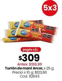 Coto Arcor - turrón de maní oferta