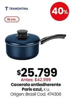 Coto Tramontina - cacerola antiadherente paris azul oferta