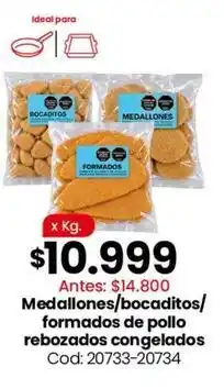 Coto Ideal - medallones/bocaditos/formados de pollo rebozados congelados cod: 20733-20734 oferta