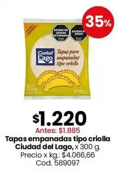 Coto Ciudad del lago - tapas para empanadas tipo criolla oferta