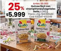 Coto Gallo - quinoa fácil con champiñones/vegetales, x 240 g. cod: 632347-632349 oferta