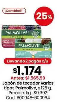 Coto Palmolive - jabón de tocador varios tipos, x 125 g oferta