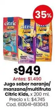 Coto Citric - jugo sabor naranja/manzana/multifruta, x 200 ml oferta