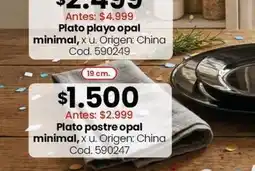 Coto Origen - plato playo opal minimal, x u. : china cod. 590249 oferta
