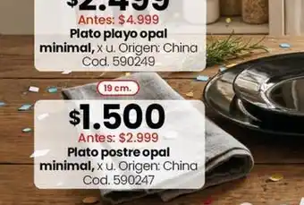 Origen - plato playo opal minimal, x u. : china cod. 590249