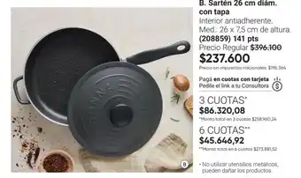 B. sartén 26 cm diám. con tapa