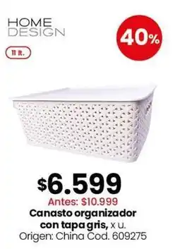 Coto Origen - canasto organizador con tapa gris, x u. cod. 609275 oferta