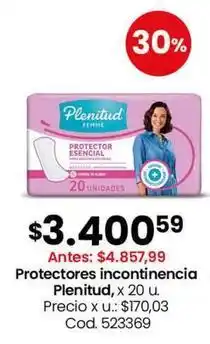 Coto Plenitud - protectores incontinencia, x 20 u oferta