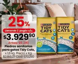 Coto Piedras sanitarias para gatos tidy cats x 1,8 kg. cod: 570290 oferta
