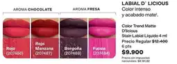 Avon Rojo - labial d'licious stain labial liquido 4 ml oferta