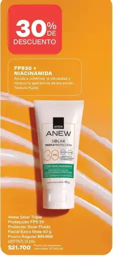 Avon Avon - anew solar triple protección fps 30 protector solar fluido facial extra mate oferta