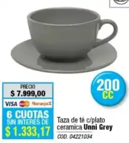 Rio Shop Deco Unni taza de té c/plato ceramica grey oferta