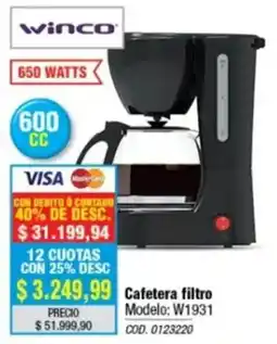 Rio Shop Deco Winco cafetera filtro oferta