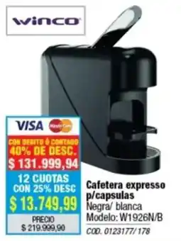 Rio Shop Deco Winco cafetera expresso p/capsulas oferta