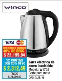 Rio Shop Deco Winco jarra electrica de acero inoxidable oferta