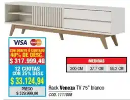 Rio Shop Deco Rack Venezia TV 75" blanco oferta