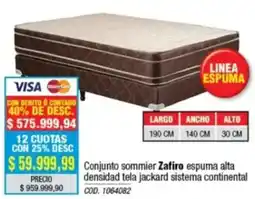 Rio Shop Deco Zafiro conjunto sommier espuma alta densidad tela jackard sistema continental oferta