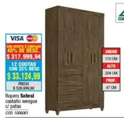 Rio Shop Deco Ropero Sobral castaño wengue c/ patas oferta