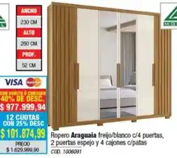 Rio Shop Deco Modo ropero araguaia freijo/blanco c/4 puertas oferta