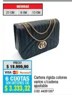 Rio Shop Deco Cartera rigida colores varios c/cadena ajustable oferta