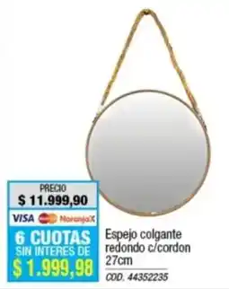 Rio Shop Deco Espejo colgante redondo c/cordon oferta