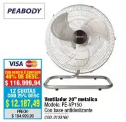 Rio Shop Deco Peabody ventilador 20" metalico oferta