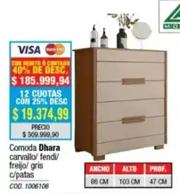 Rio Shop Deco Comoda Dhara carvallo/fendi/ freijo/gris c/patas oferta