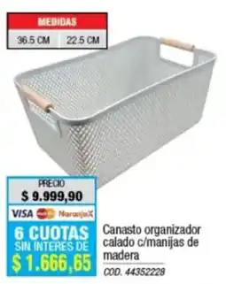 Rio Shop Deco Canasto organizador calado c/manijas de madera oferta