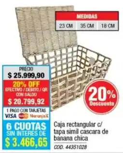 Rio Shop Deco Caja rectangular c/ tapa simil cascara de banana chica oferta