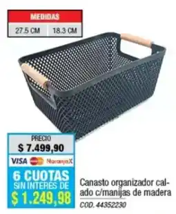 Rio Shop Deco Canasto organizador calado c/manijas de madera oferta