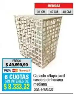 Rio Shop Deco Canasto c/tapa simil cascara de banana mediana oferta