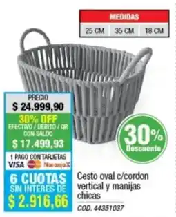 Rio Shop Deco Cesto oval c/cordon vertical y manijas chicas oferta