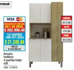 Rio Shop Deco Armario multiuso 4 puertas freijo/soft oferta