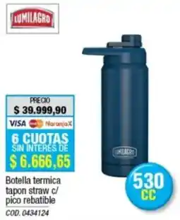 Rio Shop Deco Lumilagro botella termica tapon straw c/ pico rebatible oferta
