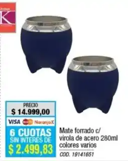 Rio Shop Deco Mate forrado c/virola de acero oferta