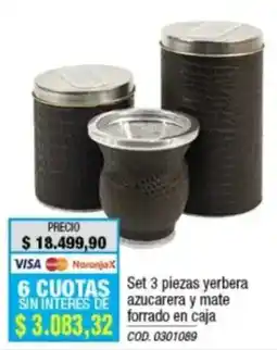 Rio Shop Deco Set 3 piezas yerbera azucarera y mate oferta