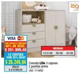 Rio Shop Deco Logi comoda lille 3 cajones 2 puertas arena oferta