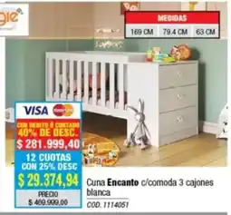 Rio Shop Deco Cuna Encanto c/comoda 3 cajones blanca oferta
