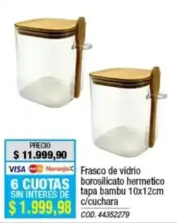 Rio Shop Deco Frasco de vidrio borosilicato hermetico tapa bambu oferta