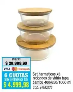 Rio Shop Deco Set hermeticos redondos de vidrio tapa bambu oferta