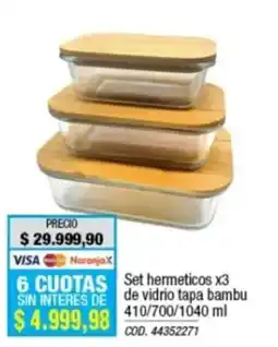 Rio Shop Deco Set hermeticos de vidrio tapa bambu oferta