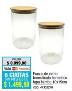 Rio Shop Deco Frasco de vidrio borosilicato hermetico tapa bambu oferta
