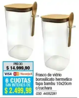 Rio Shop Deco Frasco de vidrio borosilicato hermetico tapa bambu oferta