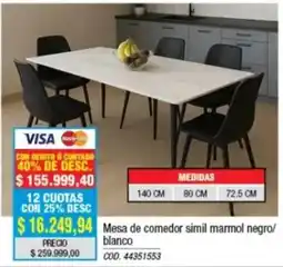 Rio Shop Deco Mesa de comedor simil marmol negro/ blanco oferta