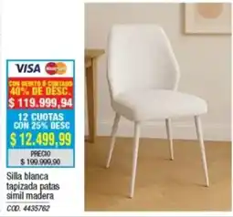 Rio Shop Deco Silla blanca tapizada patas simil madera oferta