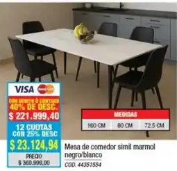 Rio Shop Deco Mesa de comedor simil marmol negro/blanco oferta