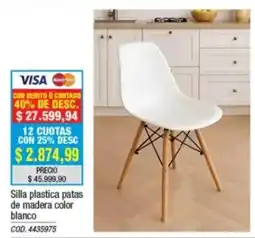 Rio Shop Deco Silla plastica patas de madera color blanco oferta