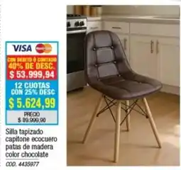 Rio Shop Deco Silla tapizado capitone ecocuero patas de madera color chocolate COD. 4435977 oferta