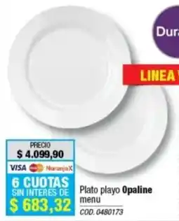 Rio Shop Deco Plato playo Opaline menu oferta