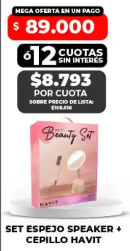 Supermayorista Vital Havit set espejo speaker + cepillo oferta